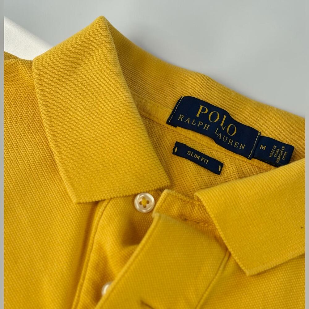 Polo Ralph Lauren Slim Fit Polo Shirt Men’s Medium Yellow Pony Logo Cotton